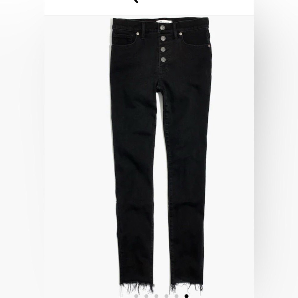 MADEWELL 9” HIGH RISE SKINNY JEANS BERKELEY BLACK BUTTON THROUGH EDITION 29